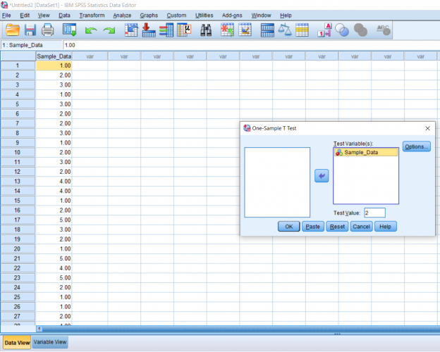 Screenshot of SPSS document